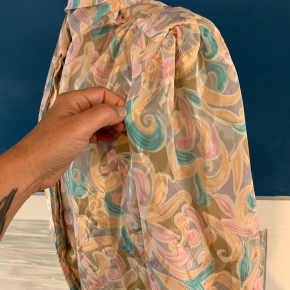 VTG 80’s core blouse by Notations with scarf neck wrap M - Picture 4 of 11